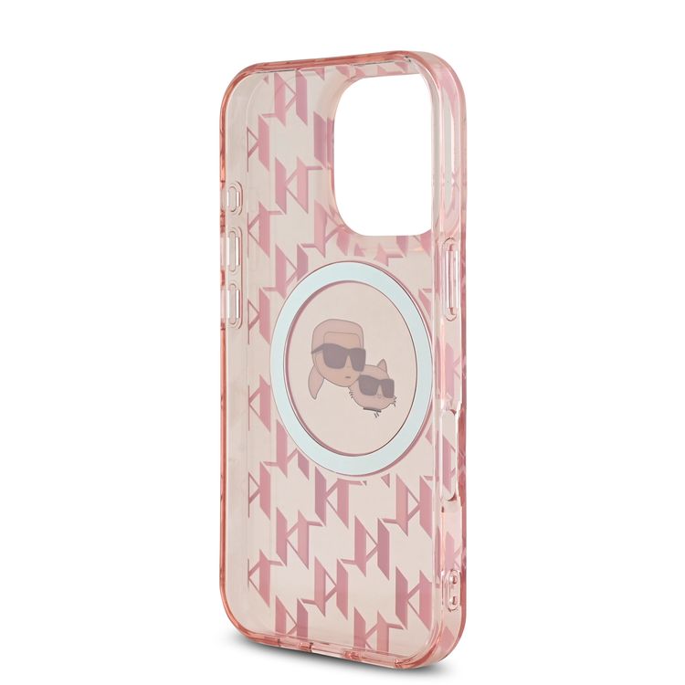Karl Lagerfeld Magsafe IML Hard Case for iPhone 16 Pro Max with Karl & Choupette Heads, Slim Profile, Easy Snap-on, Drop Protection, Magsafe Compatible, Sustainable Packaging - Pink