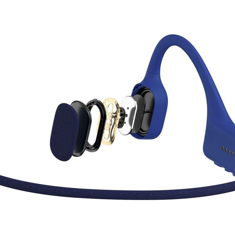 Shokz OpenSwim Wireless Headphones for Swimmers with 8 Hours Battery Life, Silicone Rubber Carrying Case, 7th Generation Bone Conduction, Open Ear Comfort - Blue