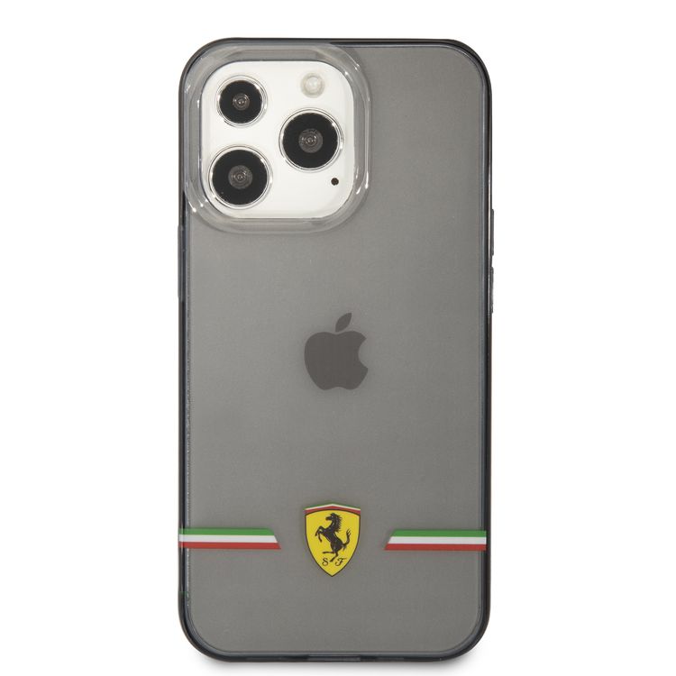 CG MOBILE Ferrari Transparent Case Italia Wings Print Logo Compatible for iPhone 13 Pro Max (6.7") Scratches Resistant, Easy Access to All Ports