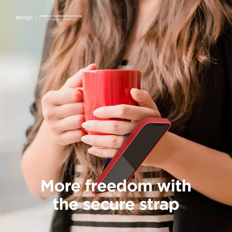 Elago Phone Strap for Smartphones, Stays Securely Attached, Avoids Drops, Double Sided Design for Variation, More Freedom to do more w/ Secure Strap - Blue Strap & Shark