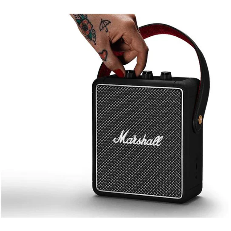 Marshall Stockwell 2 Bluetooth Wireless Stereo Speaker, Lithium-ion Battery, Water Proof, 20 Hours Playing Time, 5 Hours Charging Time, Fast Charge - Black