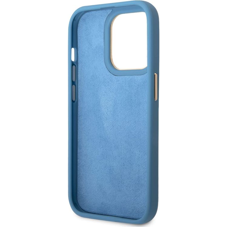 Guess PC/TPU 4G PU Case with Metal Camera Outline & Buttons iPhone 14 Pro Compatibility - Blue
