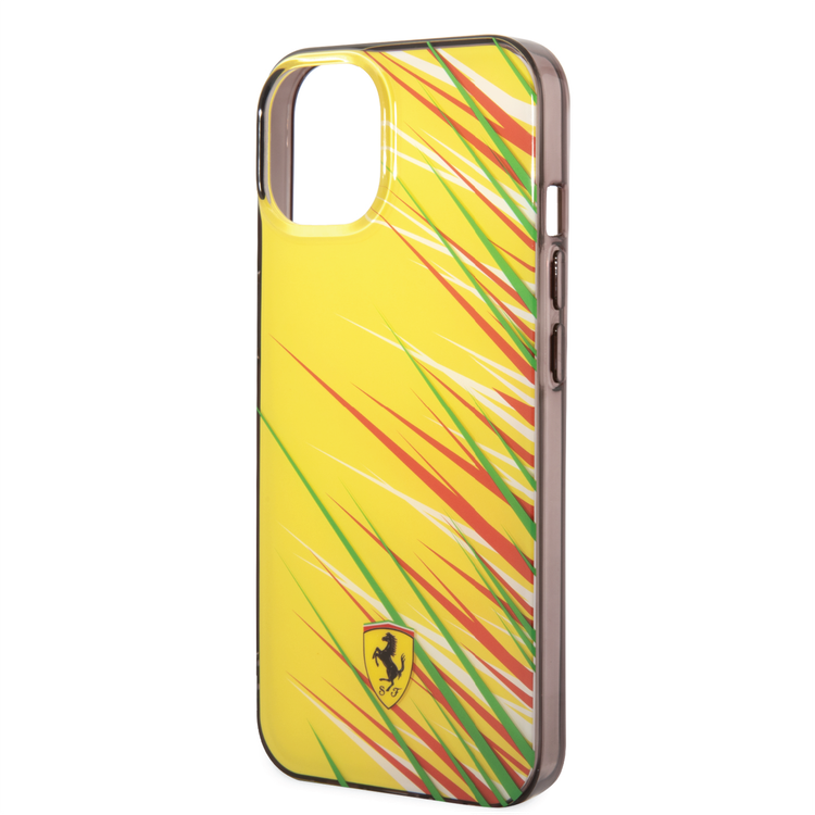 Ferrari PC/TPU Case with Double Layer Grass Print iPhone 14 Compatibility - Yellow