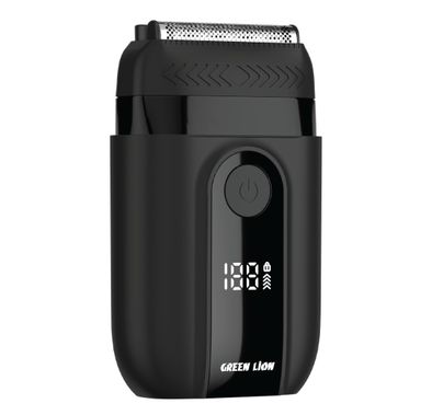 Green Lion Duo Shave Trimmer & Shaver with Protection Cap, 2 Speed Levels, 60 Minutes Working Time, USB-C Charging Port, Travel Lock Function, Digital Display, 5W Power - Black