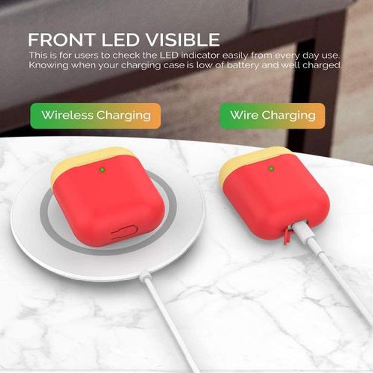 AhaStyle Keychain Version Two Toned Silicone Case with Anti-Lost Ring Compatible for AirPods 1/2 Generation, Scratch Resistant, Drop Resistant