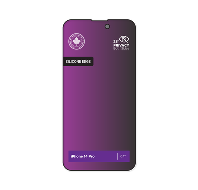 Levelo Privacy Tempered Screen Protector, Black-Edition Silicone Edge, iPhone 14 Pro Compatibility - Black