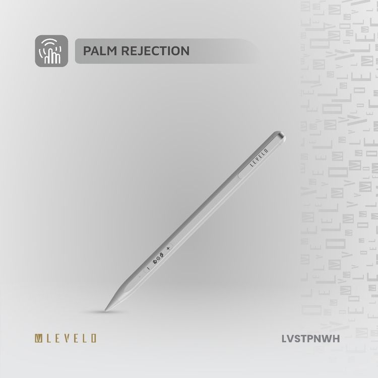 Levelo SkyWrite Versa Stylus Pen for iPad, 130mAh Battery Capacity, Aluminum Alloy & Polyoxymethylene Material, USB-C Charging Interface, <1 Hour Charging Time, 10 Hours Working Time, 6 Months Standby Mode, 2 Extra Tips, Strong Magnetic Field - White