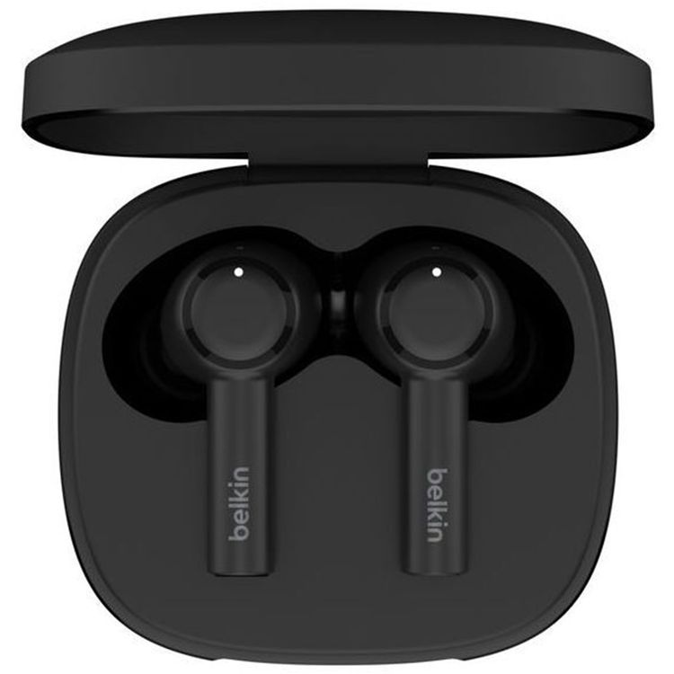 Belkin SoundForm Pulse Noise Cancelling Earbuds, Three Mics Per Earbud, 12 mm Dynamic Drivers, Comfortable Fit, Mono Mode, 35 Hours Battery Life - Black