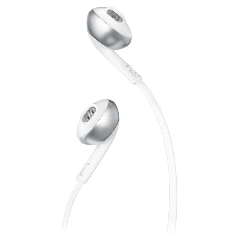 JBL T205 Wireless In-Ear Headphones With Tangle-free Flat Cable - Silver