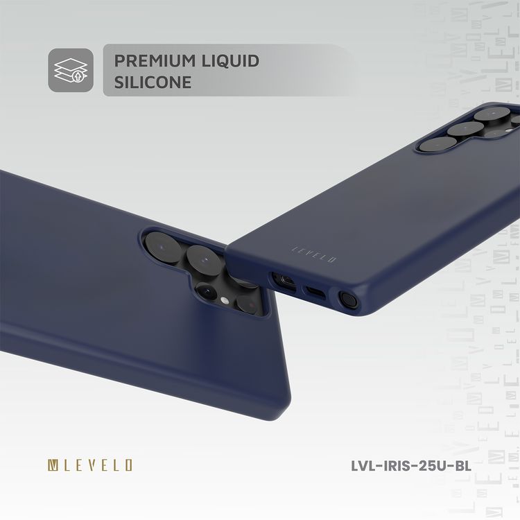 Levelo Iris Case for Samsung Galaxy S25 Ultra with MagSafe Compatibility, Premium Liquid Silicone Material, Impact-Resistant Corners, Metal Camera Ring, Strong MagSafe Magnet - Blue