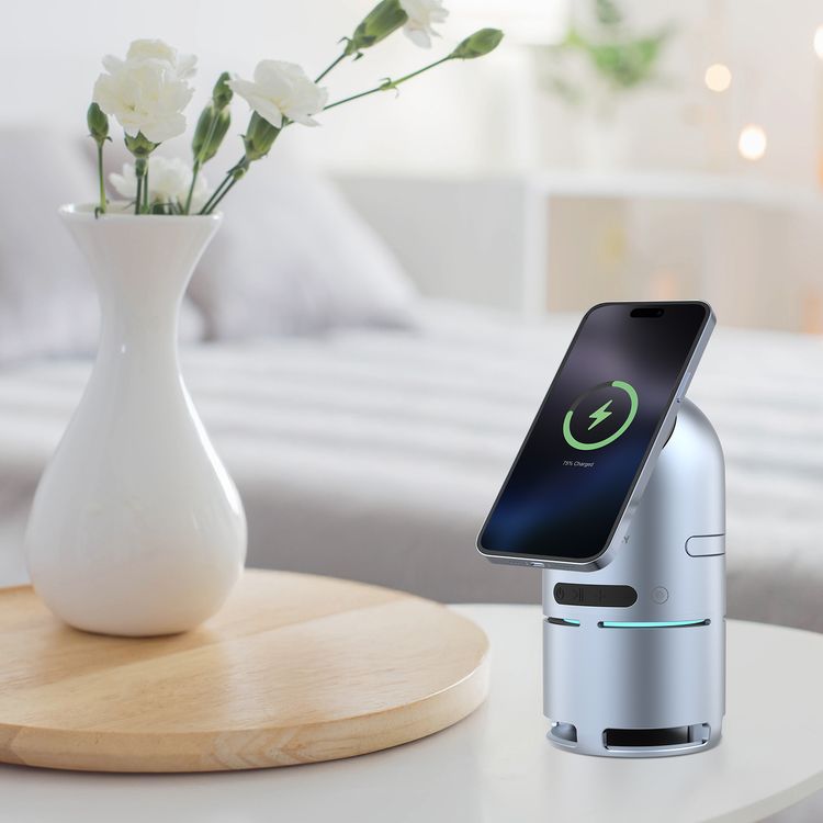 Powerology Qi2 Speaker Charge Station with Pop-Out Charging Dock, 15W Maximum Phone Output, 1000mAh Battery Capacity, Bluetooth Version 5.3, Built-in Safeguards - Gray