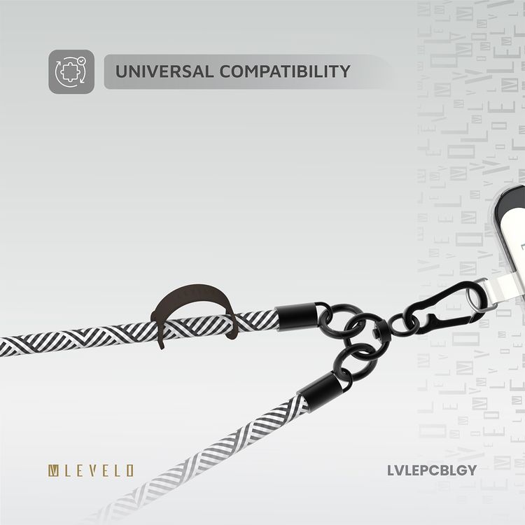 Levelo Everly Phone Crossbody Lanyard, Lightweight Design, Adjustable Straps with 1.2m Length, Hypoallergenic Material, Universal Compatibility - Gray