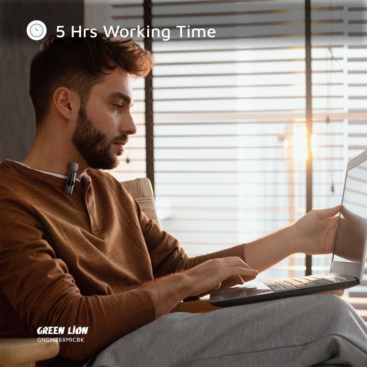 ميكروفون جرين ليون GM-76X مع إلغاء ضوضاء بثلاثة مستويات، وقت عمل يصل إلى 5 ساعات، تأخير أقل من 30 مللي ثانية، ميكروفون مزدوج، موصلات USB-A، Type-C وLightning - أسود