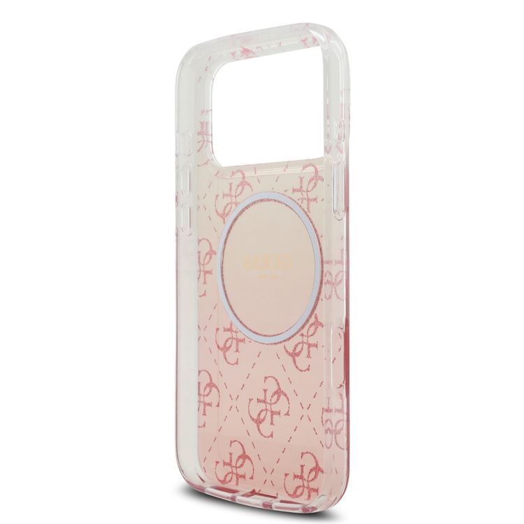 Guess MagSafe PC & TPU Case with Gradient Glitter for iPhone 17 Pro, Drop Protection, Slim Profile, Comfortable Grip, Sustainable Packaging, Easy Snap-On, Lightweight Design - Pink