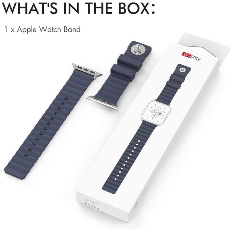 AhaStyle Rugged Design Premium Silicone Watch Band 40mm, Comfortable and Durable to Wear, Adjustable Strap, Silicone Wrist Band Strap Compatible for Apple Watch Series 5/4/3/2/1