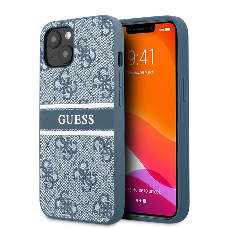 CG MOBILE Guess 4G PU Leather Case with Printed Stripe Compatible for iPhone 13 (6.1") Anti-Scratch, Easy Access to All Ports, Shock Absorption