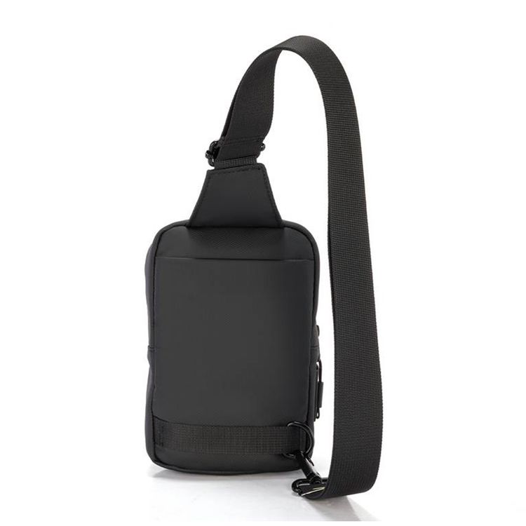 Porodo Lifestyle Sling Bag with Adjustable Shoulder Strap, Durable Material, Smooth Zipper, Type-C Charging Port, PD 20W, Water Resistant - Black / Gray