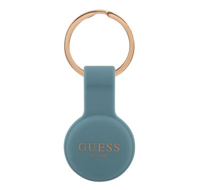 CG MOBILE Guess Silicone Classic Logo Case with Keychain for Airtag, Portable Protective Skin Cover, Anti-Lost Holder with Key Ring Officially Licensed Blue
