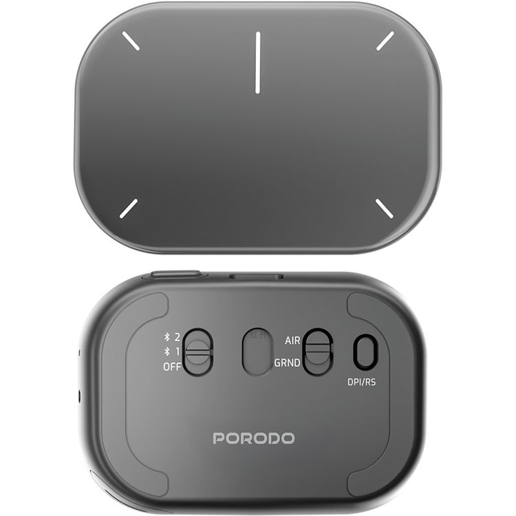 Porodo Vireo Smart Wireless Mouse for Desktop & Presentation, Spotlight Indicator Light, Adjustable DPI, 450mAh Battery Capacity, 2.5 Hours Charging Time, 20 Days Working Time, Bluetooth Version 5.0, Windows & MacOS Compatibility - Gray