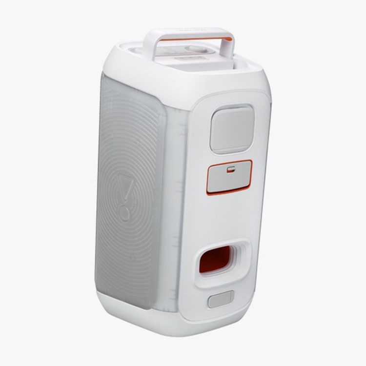 JBL PartyBox Club 120 Bluetooth Speaker, 12 Hours Play Time, Futuristic Lightshow, Foldable Handle, Splash Proof, Dual Mic & Guitar Inputs, Bluetooth Version 5.3 - White