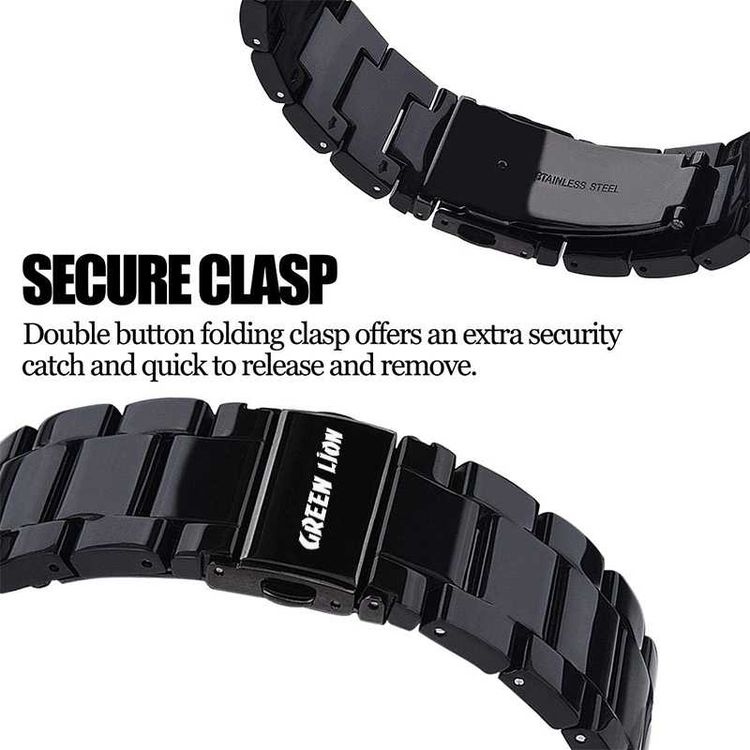 Green Lion Marble Watch Strap for Apple Watch 42/44/45/49mm, Double-lock Folding Buckle, Water Resistant, Easy Installation, Stainless Steel Connector - Black
