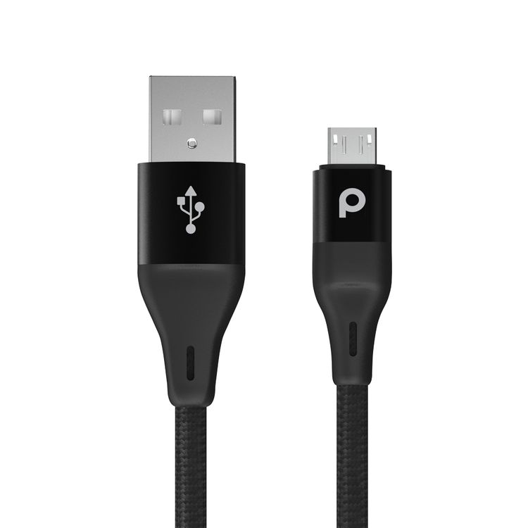 Porodo Aluminum Braided Micro USB Cable 1.2m 2.4A - Black