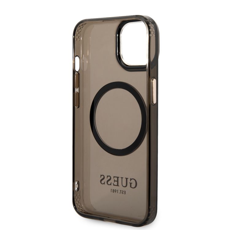 Guess Magsafe Case With Translucent Gold Outline - iPhone 14 Plus - Black