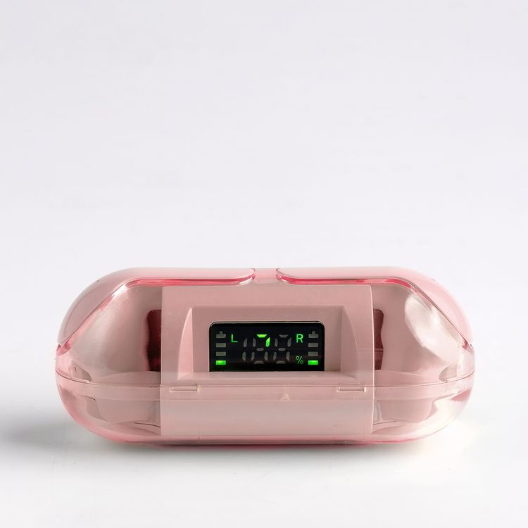 Green Lion Sonic Wireless Earbuds with LED Power Display, 4 Hours Working Time, Bluetooth 5.3, 200mAh Charging Case, 30mAh Earbuds Battery, Bass Sound Effect, 10m Bluetooth Range - Pink