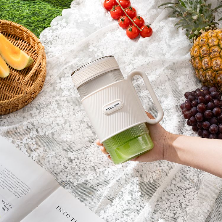 Porodo خلاط سموذي محمول بكأس مزدوج بتصميم 20 شفرة، غطاء شرب آمن، مصنوع من مواد ذات درجة طعام، مقبض حمل محمول، متعدد الاستخدامات بكأس مزدوجة، سحق جليد قوي - أبيض