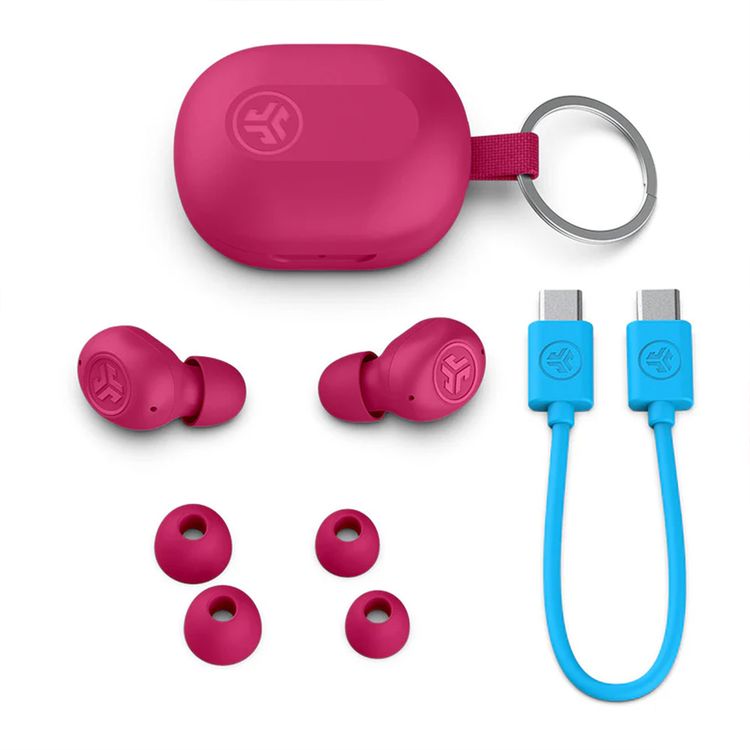 JLab JBuds Mini True Wireless Earbuds, Noise-Canceling, Quick Charge, Splashproof, 15 Minutes of Fast Charging Time, 20 Hours Total Playtime - Pink