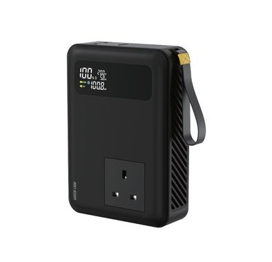 Green Lion Power Vault 270W 30000mAh Power Bank, Compact Design, 1 USB-A & 2 Type-C Ports, Built-in Cooling Fan, LED Digital Display, Fast Charge - Black