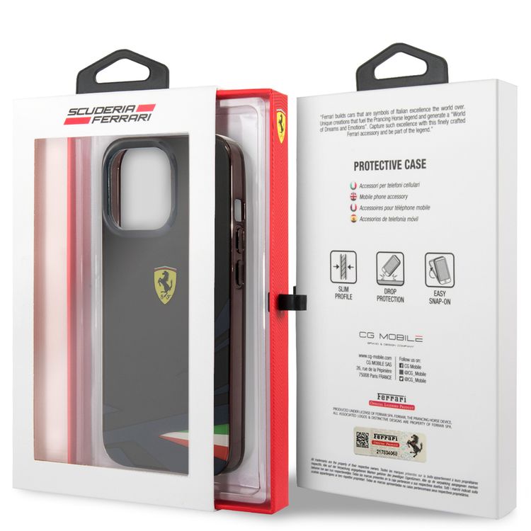 فيراري جراب ممتص للصدمات PC / TPU Scuderia مصبوغ ، حماية من السقوط ، متوافق مع ايفون 13 برو ماكس  - أسود