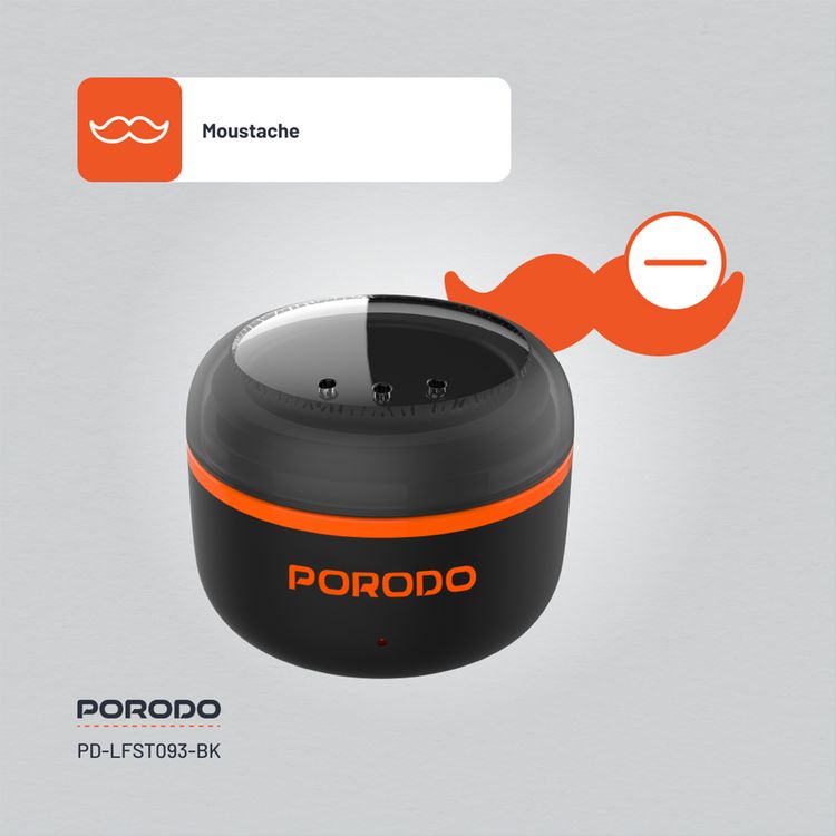 Porodo Lifestyle Wax Warming Hair Removal Kit with Automatic Heating, Type-C Charging, Quick Wax Melt, Suitable for Nose, Ears, Eyebrows & Moustache - Black
