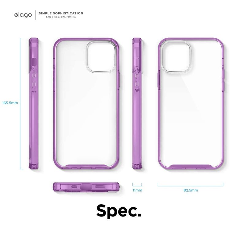 Elago Hybrid Case Compatible for iPhone 12 Pro Max (6.7"), Shock Absorbing Case Suitable Wireless Charging, Screen & Camera Protection - Lavender