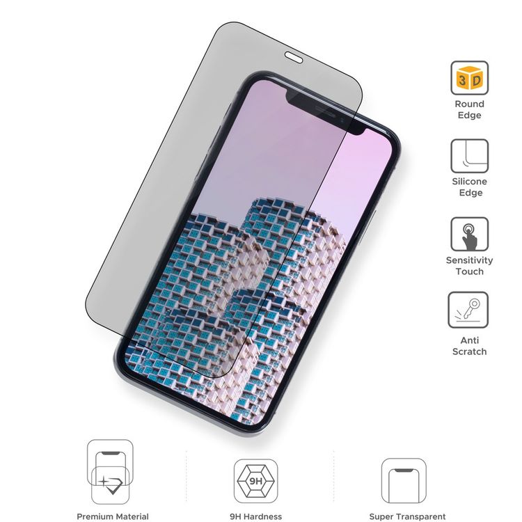 واقي شاشة Liberty Guard 3D بحواف دائرية من السيليكون الأسود لهاتف iPhone 13 Pro Max، مضاد للصدمات والتأثير - أسود