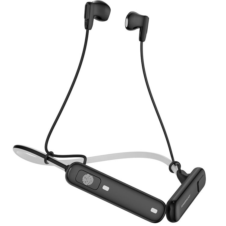 Powerology Voix ENC Neckband Earphones with Dual Microphone, 10mm Speakers, 500mAh Battery, Low Latency Audio, Secure Magnetic Earbuds, Hi-Fi Sound, Sweat & Water Resistant, Up to 60 Hours Play & Talk Time - Black