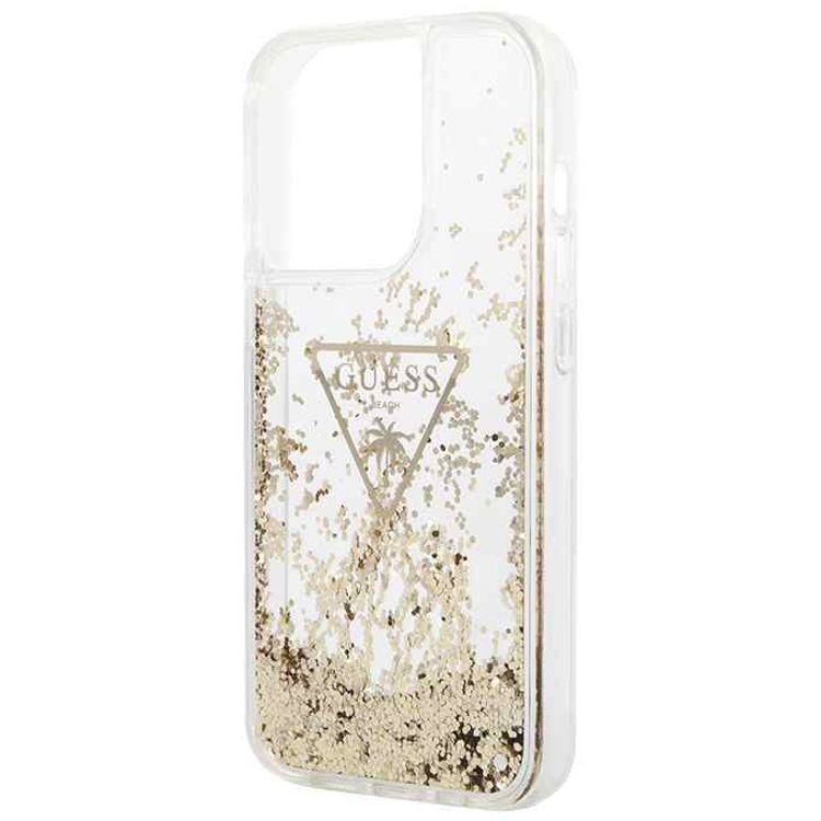 Guess HC Liquid Glitter Case with Triangle Guess Logo - Transparent - iPhone 15 Pro Max