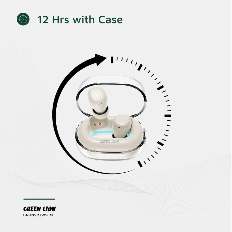 Green Lion Denver True Wireless Earbuds with IPX4 Waterproof, Voice Assistant, In-ear Comfort, Dual-Mic, Touch Control, 3 Hours Playtime - Cream