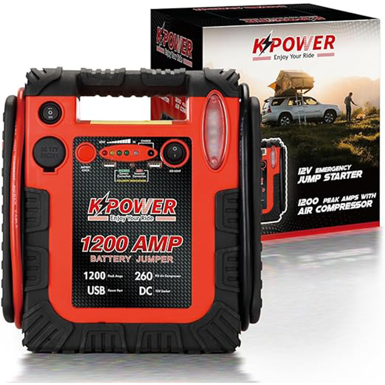 K Power Portable Jump Starter With Air Compressor, 260PSI, 12V, 20000mAh