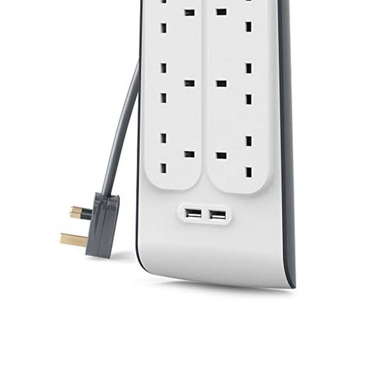 واقي التيار الكهربائي Belkin، 2 منفذ USB-C، طول الكابل 2 متر، مادة بلاستيكية ومعدنية، 8 منافذ طاقة، قابس طاقة من النوع G - أبيض