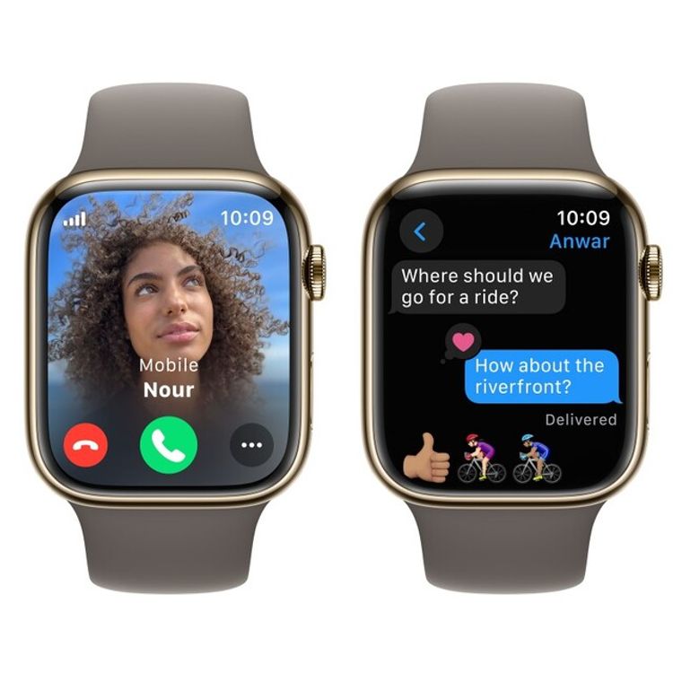 Apple Watch Series 9 [GPS + Cellular 41mm] with Gold Stainless Steel Case & Clay Sport Band | S/M