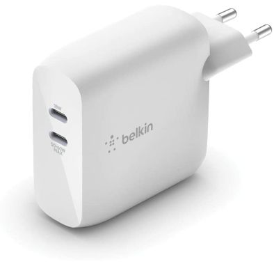 Dual USB-C Charger Belkin WCH003vfwh Dual USB-C GaN Wall Charger 63W - White