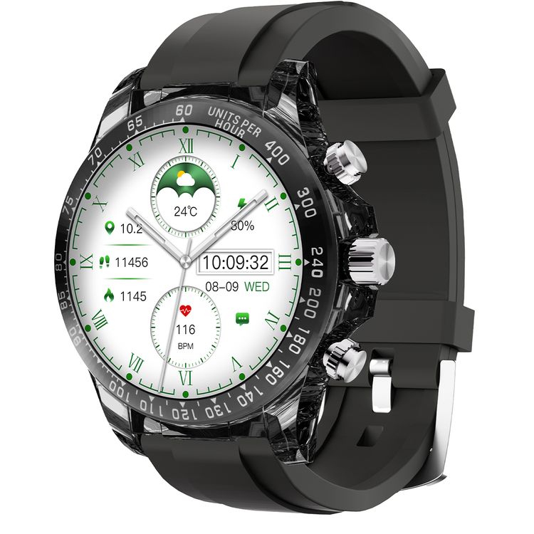 Porodo Raytona Smart Watch for Android and iOS Mobile Phone, 1.43" Touch Display, Wireless Charging, Multiple Sport Modes, Bluetooth Calling, Health Monitoring - Black