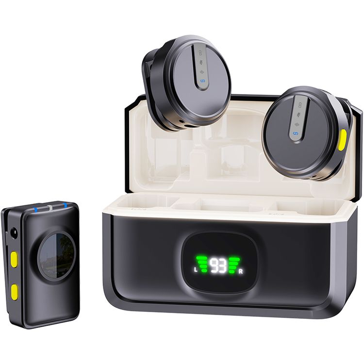 Green Lion GLM Wireless Microphone Lite with Environmental Noise Cancellation, ×2 Microphones, One Receiver, Up to 7 Hours Working Duration, 360° Pick Up, Compact & Portable, Up to 20m Transmission Distance, USB-C Interface, 4 Times Charging Case Time - Black