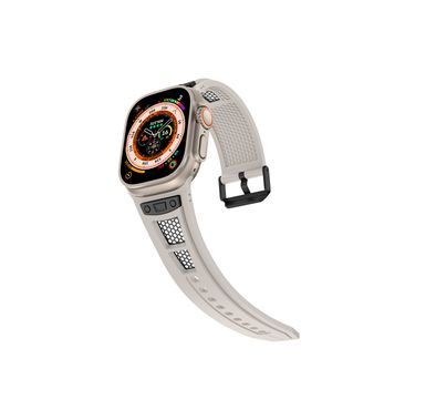 Levelo Kai Watch Strap, Apple Watch SE 9/8/7/6/5 (46/49mm), TPU + Metal Buckle, Hypoallergenic, 24/7 Wearability - Moonlight White