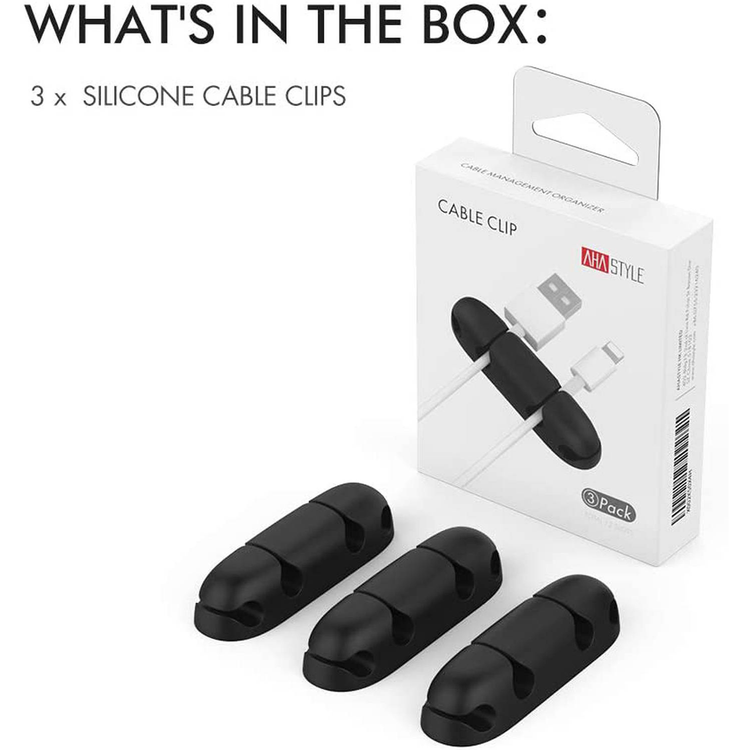 Ahastyle Silicone Multipurpose Cable  Clips/Organizers Desktop Organizer Collection - Black