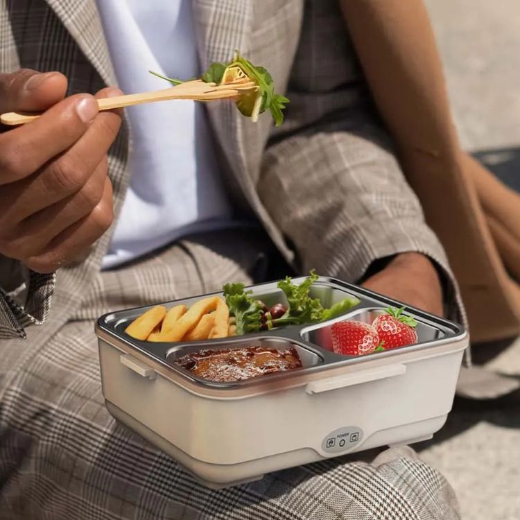 Green Lion GLB-05 Electric Lunchbox with 850mL Capacity, Removable Inner Container, Detachable Power Cord, Silicone Sealing Ring, Dishwasher Safe - Beige