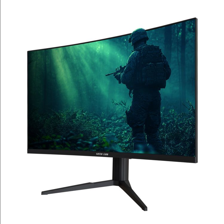 Green Lion ENGIMA 27'' Gaming Monitor with 1080P Full HD Resolution, 1800R Curved Screen, Ultra-Slim Bezel, 5ms Blur-Free Motion, Adjustable Height, Built-in Cable Hook, Wall-Mount Ready, AMD FreeSync, VA Panel Type - Black