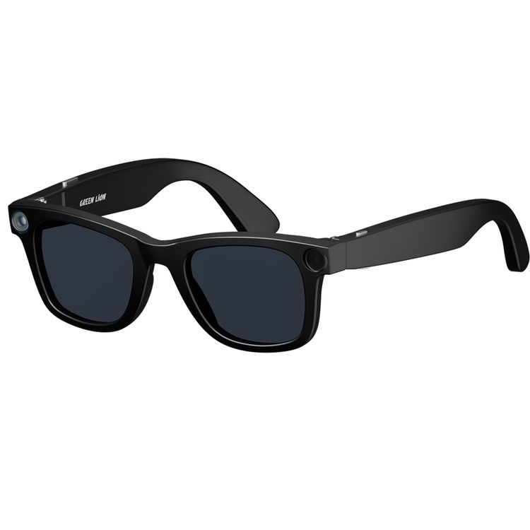 Green Lion Rayna AI Smart Glasses with ChatGPT-Powered Translation, Noise-Reduction Microphone, AI Voice Assistant, Transparent Lens, Blue Light Filter, 10 Hours Playtime, 1080 pixels Full HD Stabilized Video, Lightweight & Comfortable Frame - Black