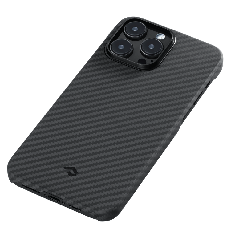 Pitaka MagEZ Case 2 for iPhone 14 Pro Max, MagSafe Compatible, Aramid Fiber Material, Slim Fit and Lightweight, 3D Grip Touch - Black / Gray Twill